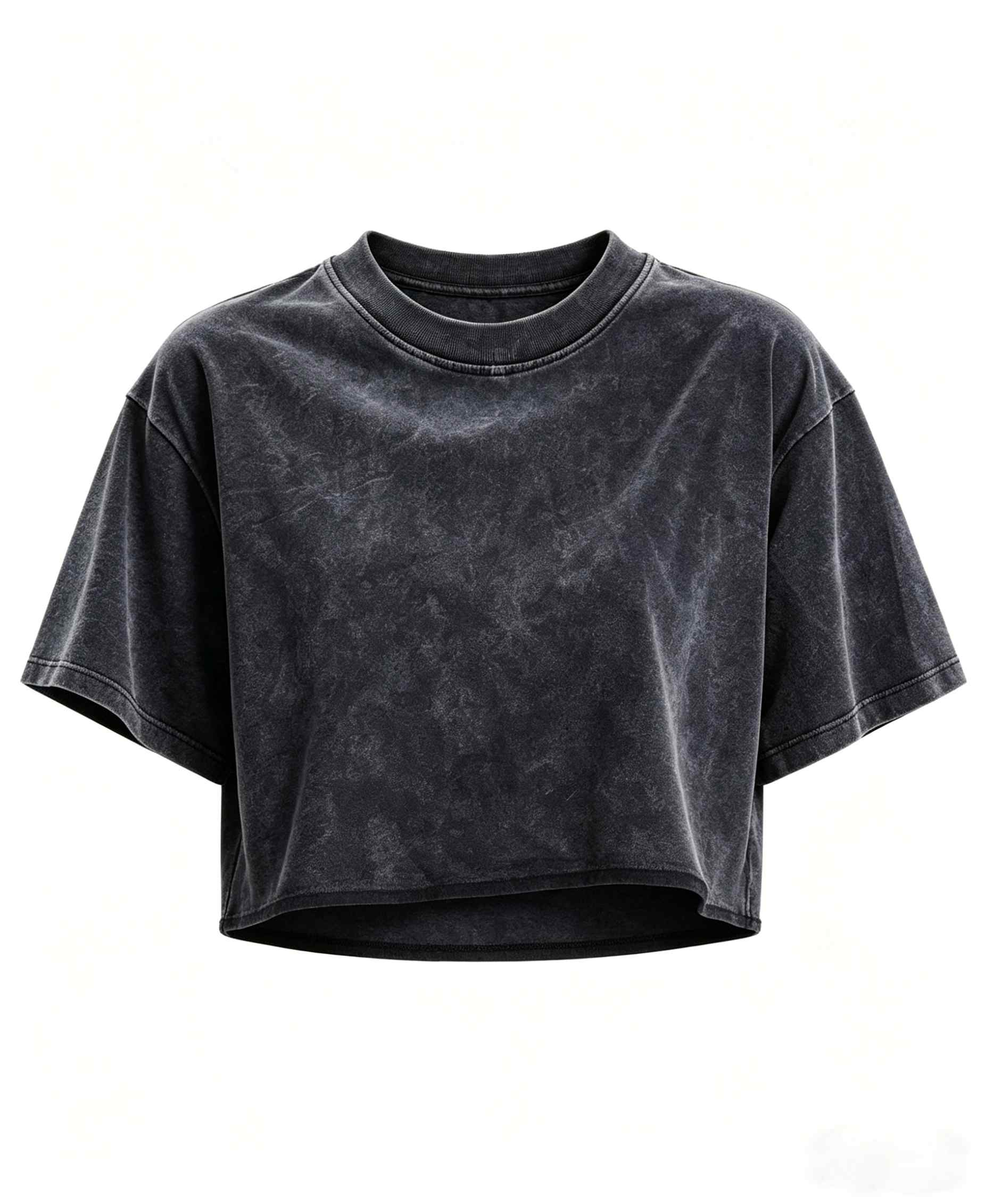 250G Vintage Washed Cropped Tee – Women’s Round Neck Distressed Top - Image 7