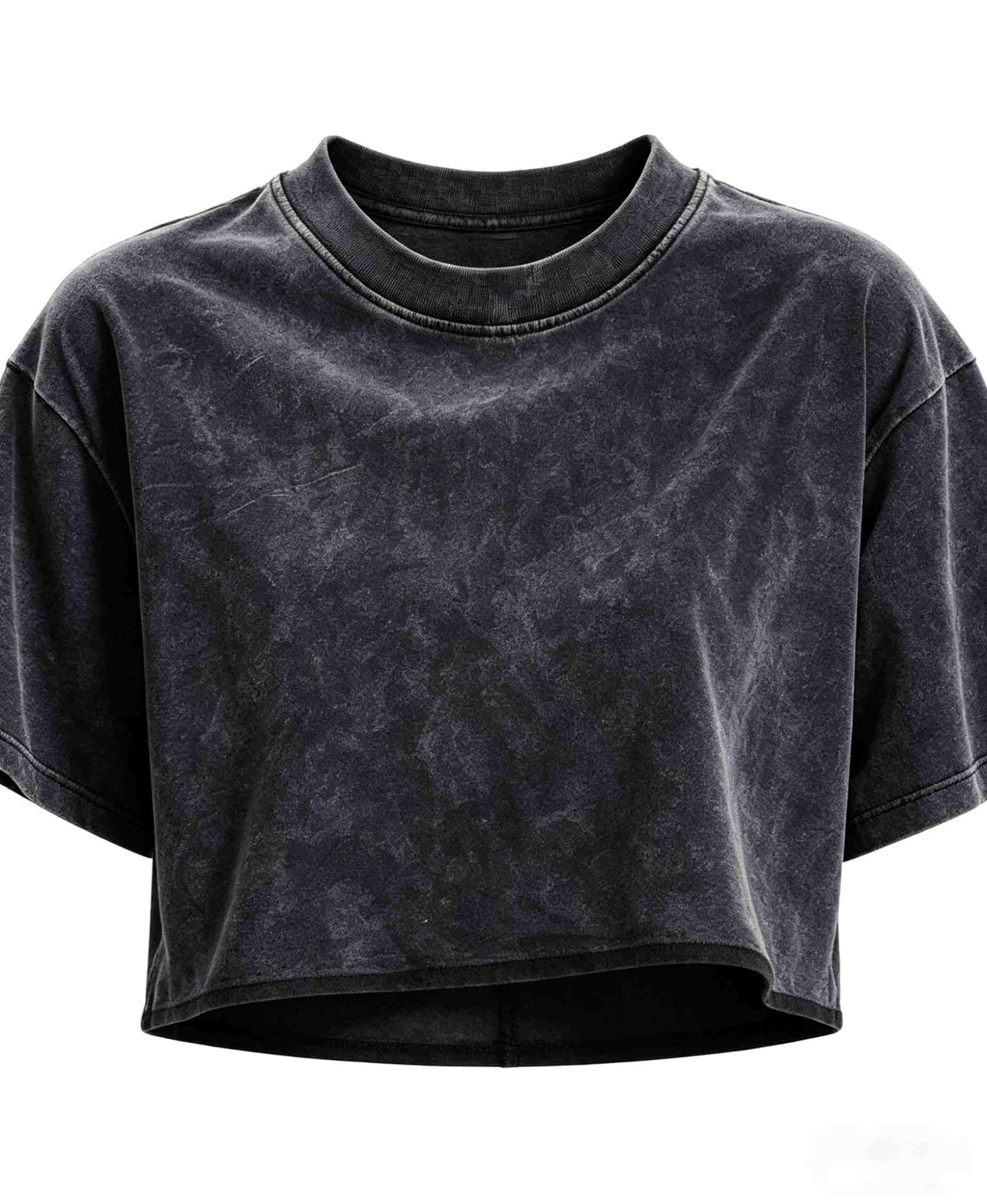 250G Vintage Washed Cropped Tee – Women’s Round Neck Distressed Top - Image 6