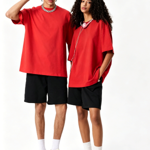 Men’s 180G high-quality pure cotton drop shoulder solid color short-sleeved T-shirt
