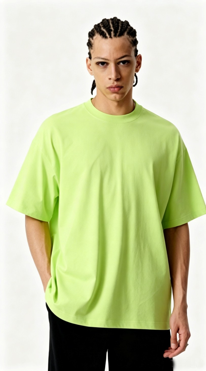 Men’s 180G high-quality pure cotton drop shoulder solid color short-sleeved T-shirt - Image 4