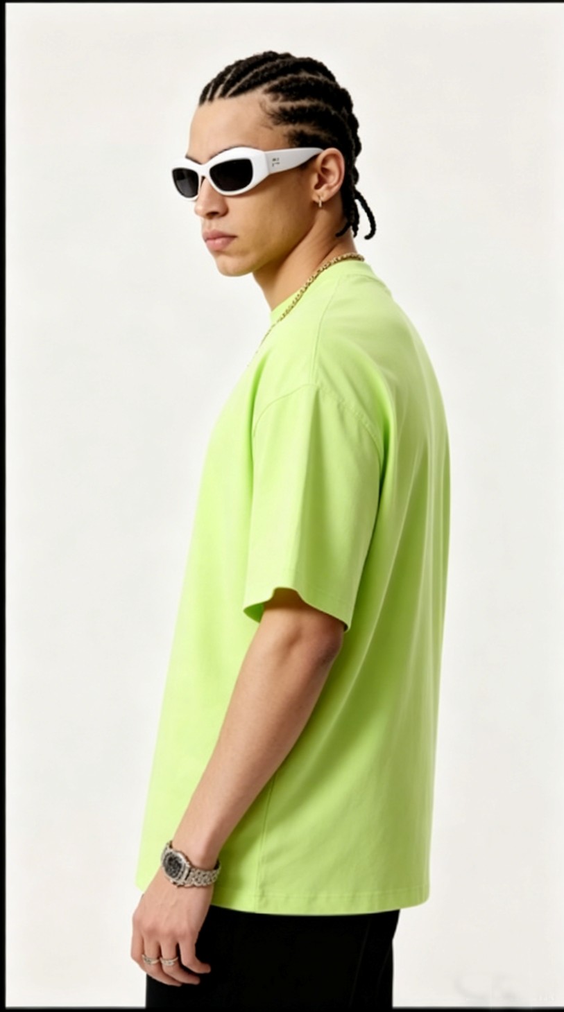 Men’s 180G high-quality pure cotton drop shoulder solid color short-sleeved T-shirt - Image 5