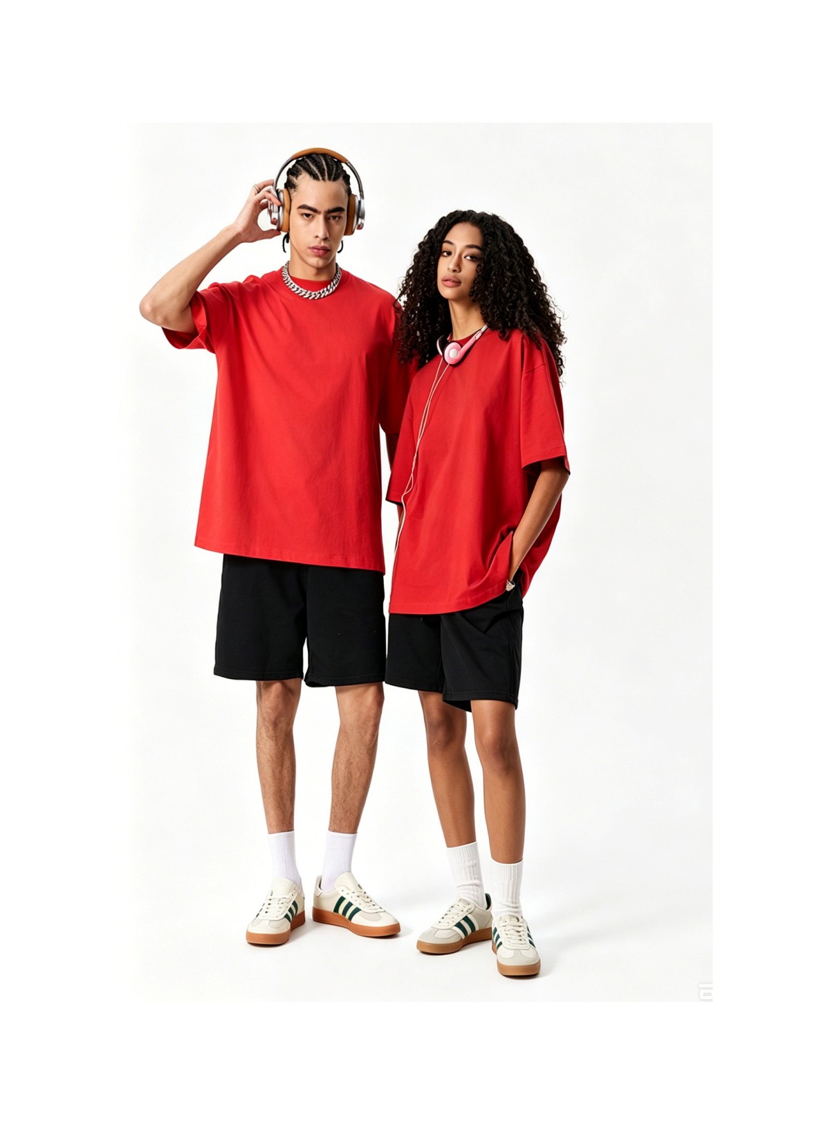 Men’s 180G high-quality pure cotton drop shoulder solid color short-sleeved T-shirt