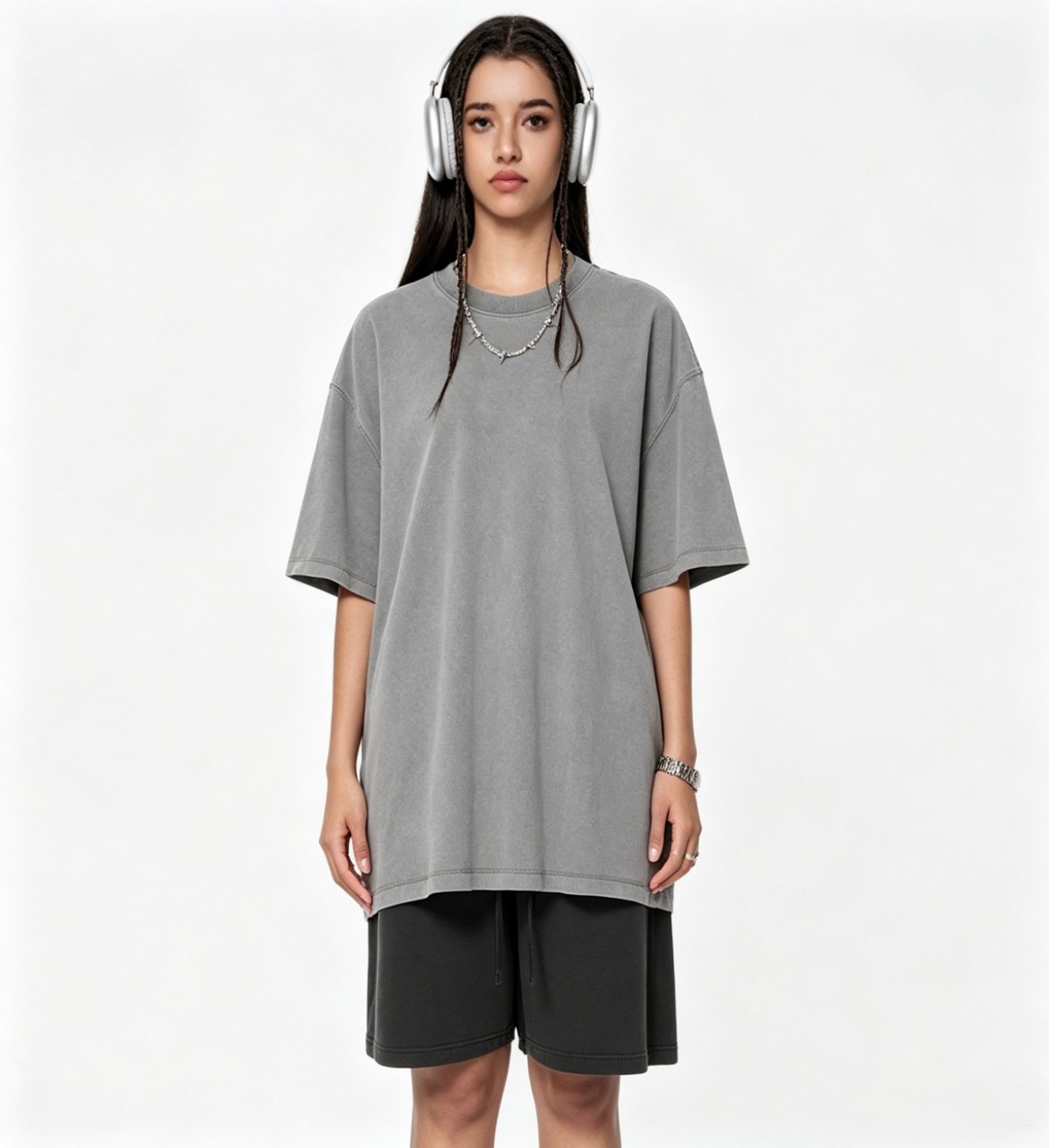 260G pure cotton washed T-shirt - Image 3