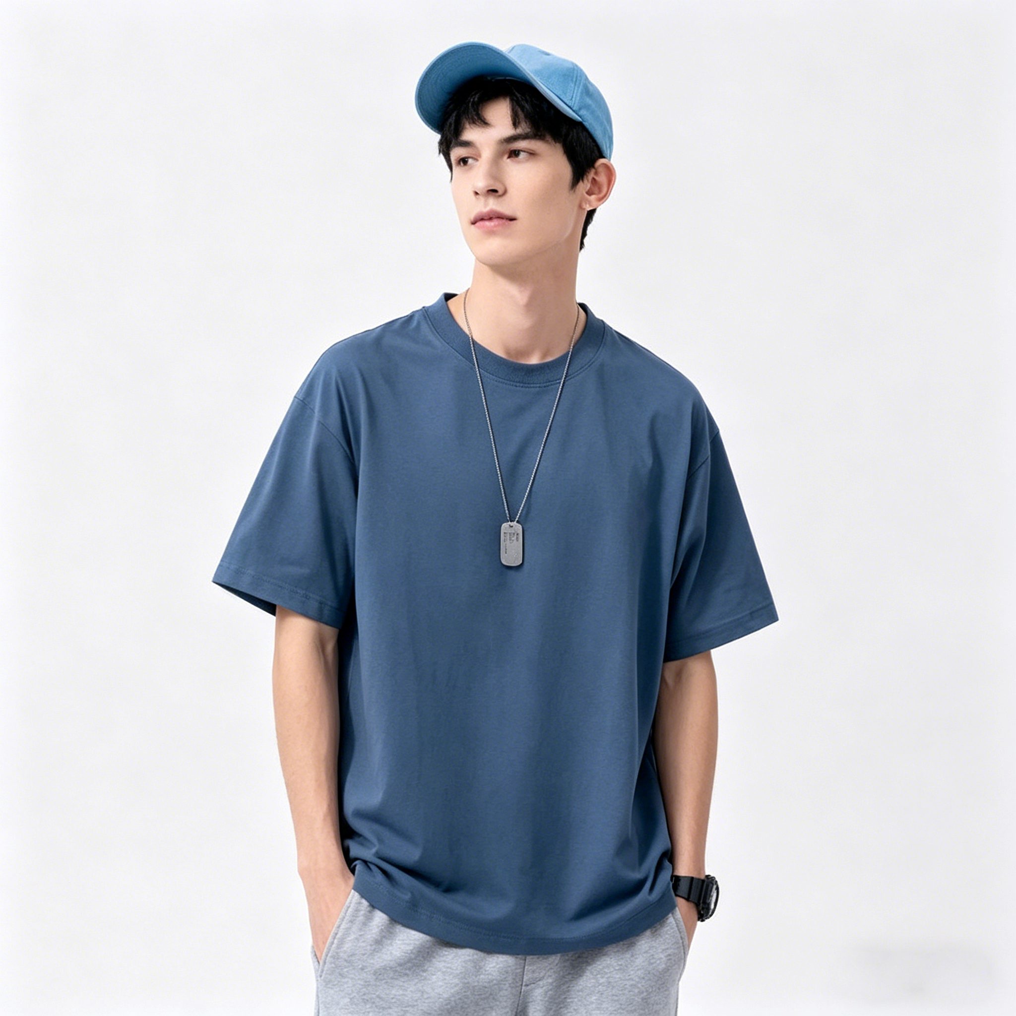 240G couples Drop Shoulder Oversize Tee Shirt - Image 3