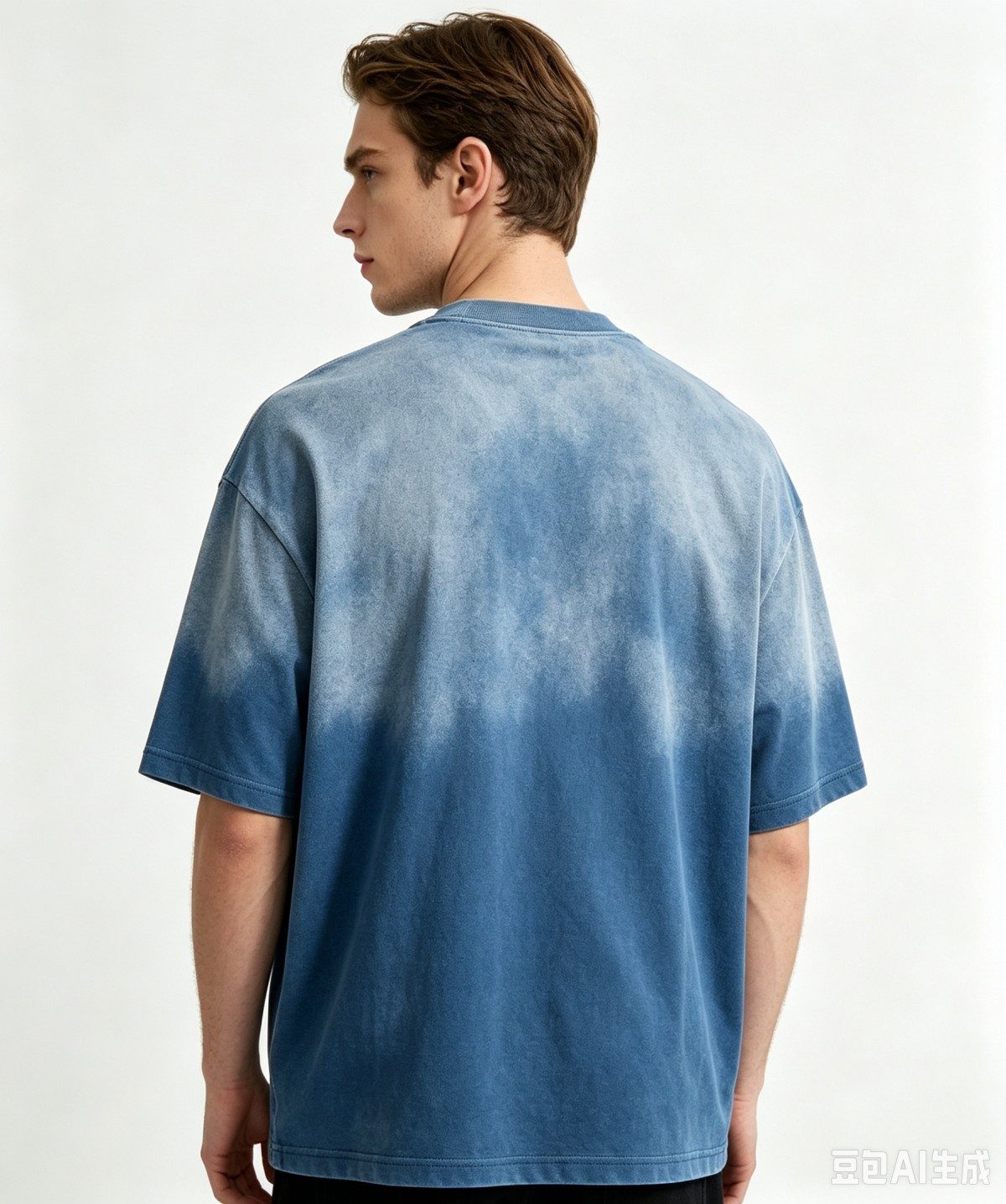 250G Spray Stone Washed Gradient Oversized Cotton Tee - Image 4
