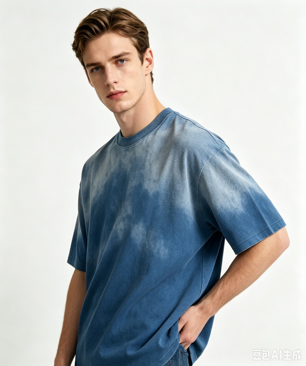 250G Spray Stone Washed Gradient Oversized Cotton Tee - Image 3