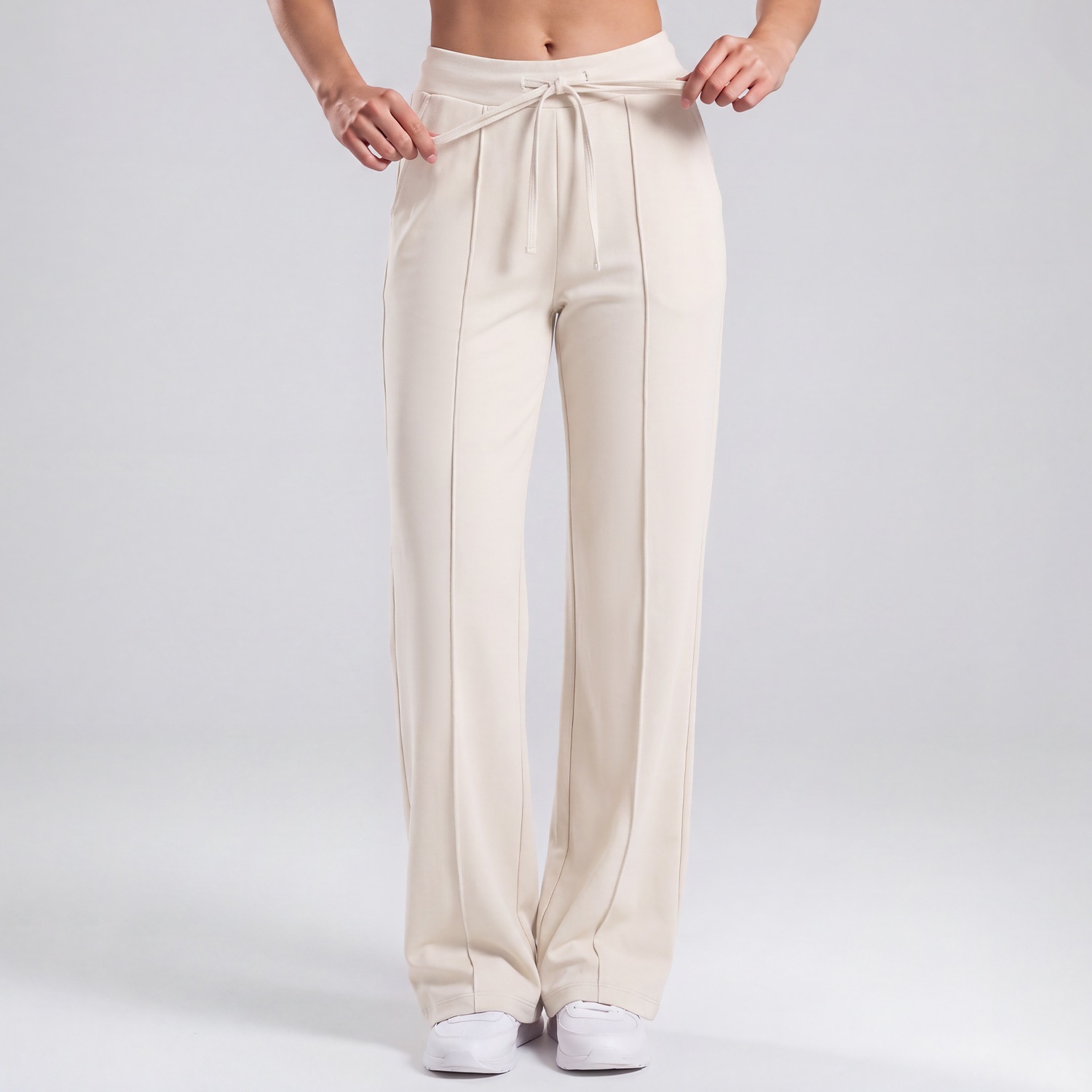 Women's High-Waisted Drawstring Wide-Leg Yoga Pants, Loose, Draping, Figure-Flattering Athletic Long Pants