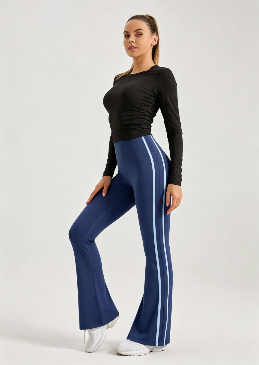 Women Striped Flare Yoga Pants