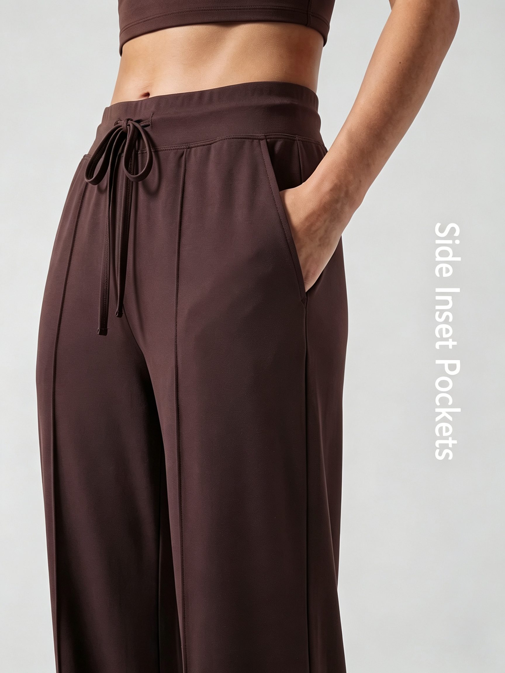 Women's High-Waisted Drawstring Wide-Leg Yoga Pants, Loose, Draping, Figure-Flattering Athletic Long Pants - Image 6