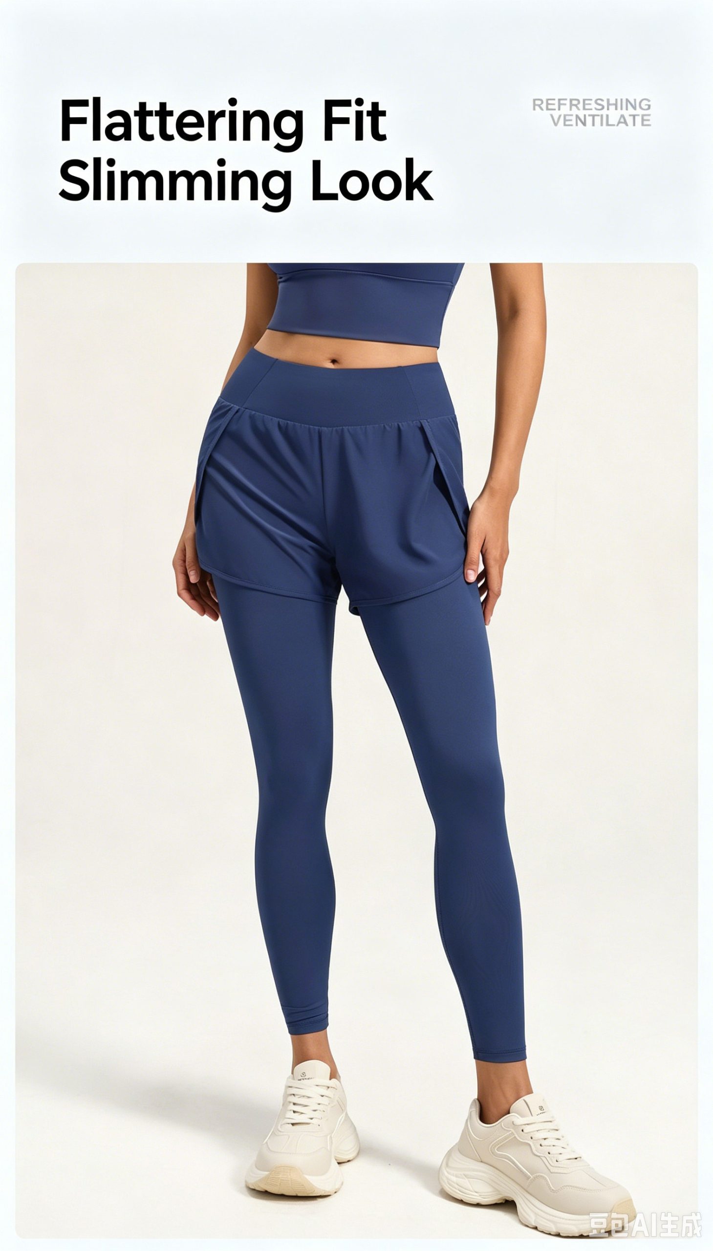 Butt Lifting Fake Two-Piece Pocket Yoga Leggings, Tight Sports Gym Running Pants - Image 4
