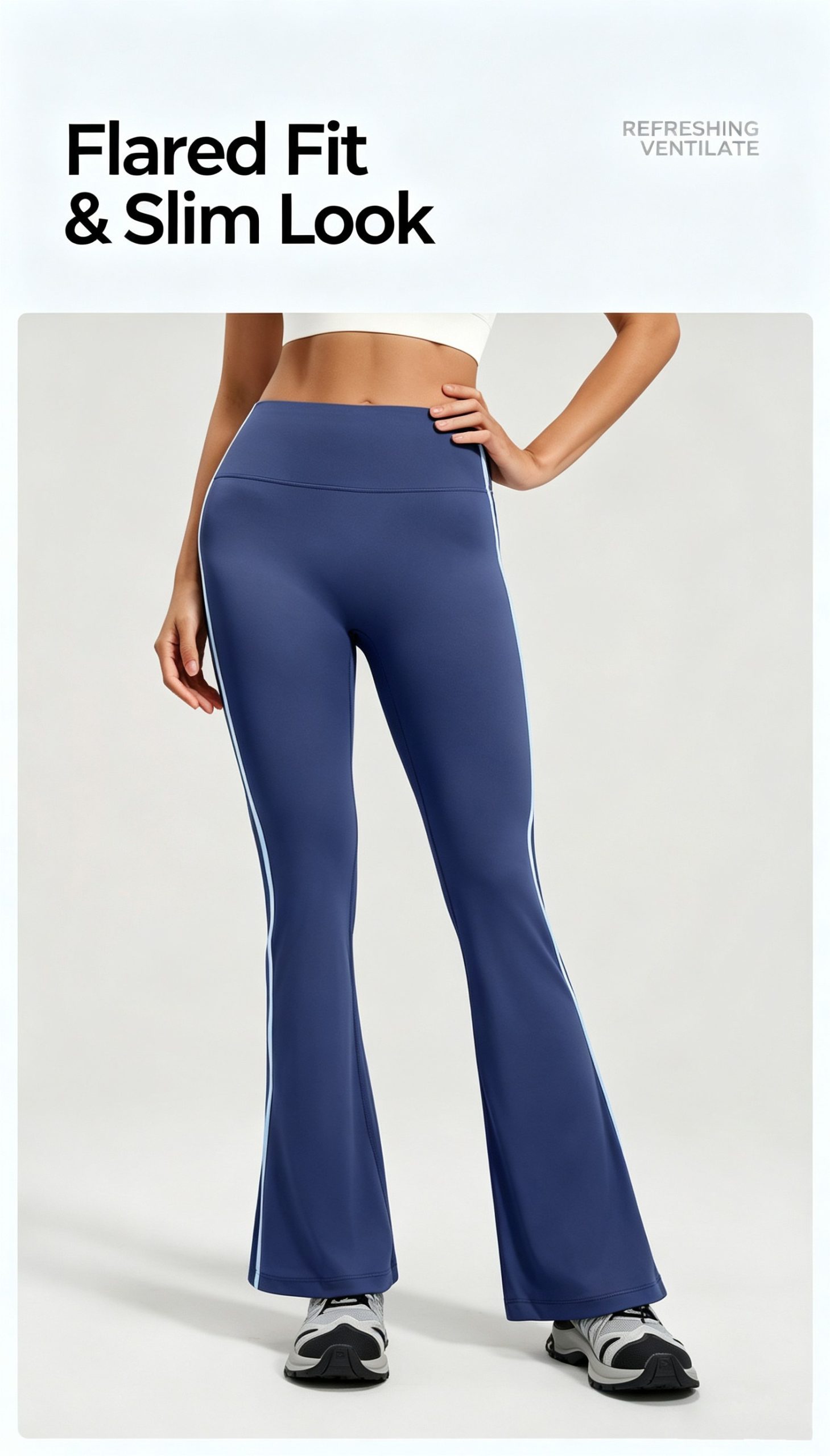 Women Striped Flare Yoga Pants - Image 2