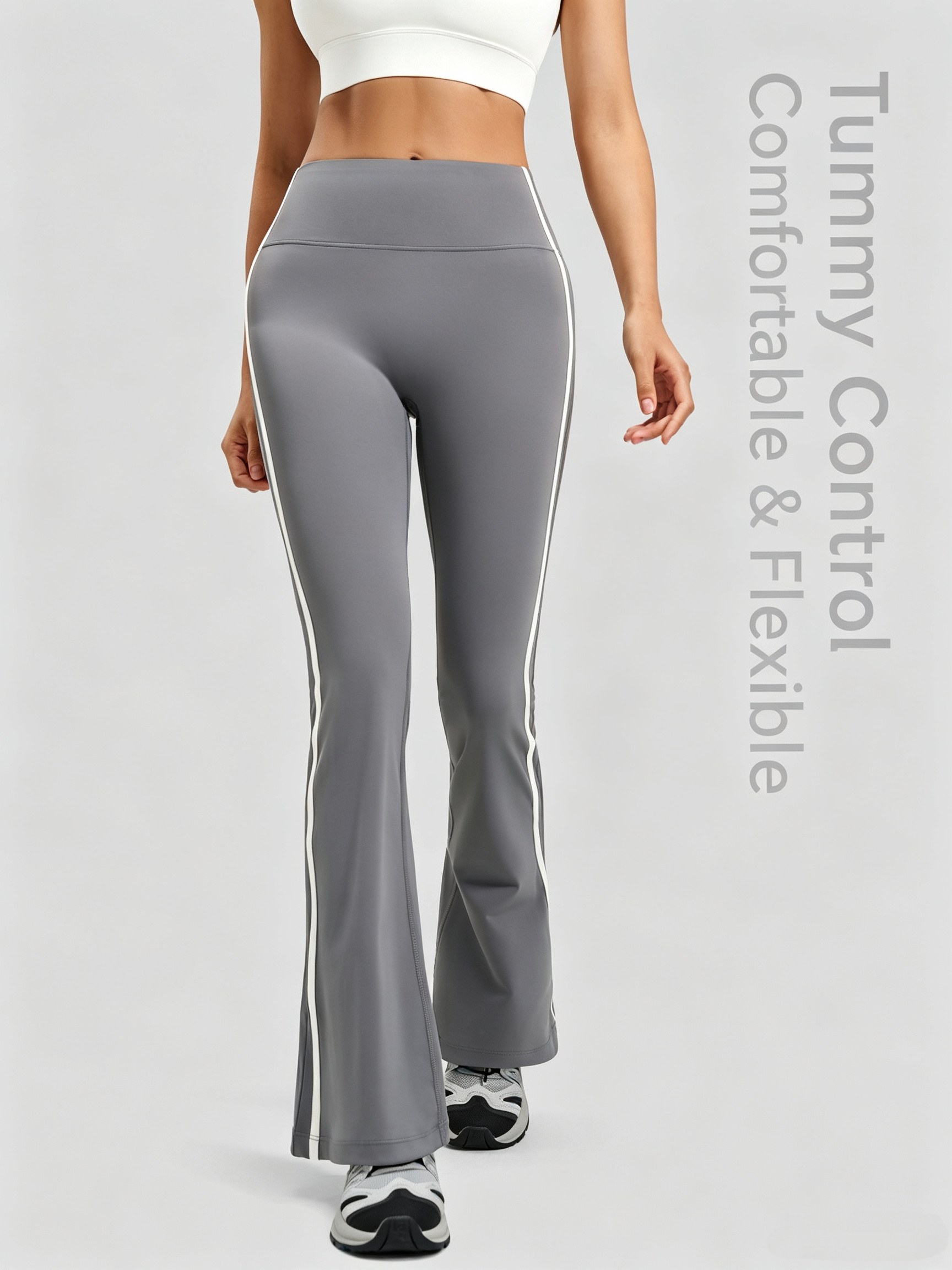 Women Striped Flare Yoga Pants - Image 3