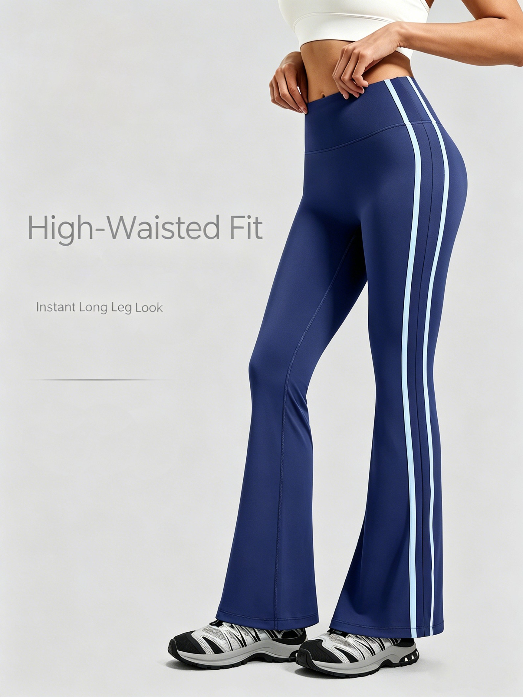 Women Striped Flare Yoga Pants - Image 5